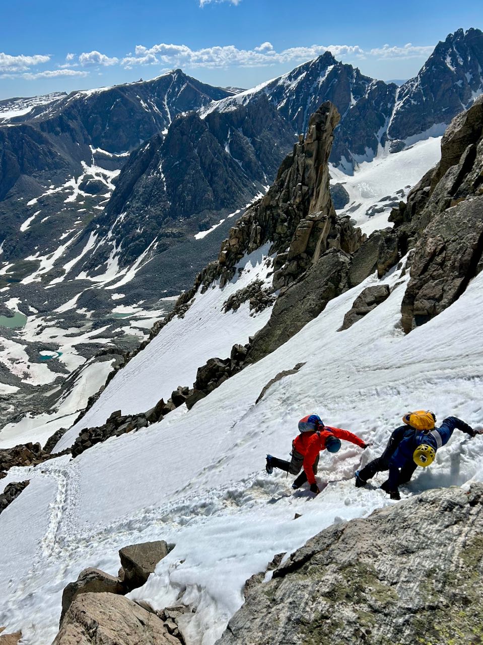 Climbing above Gooseneck couloir, Gannett Peak, WY - 2023